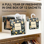 12 Pack Large Lemon Scented Sachets – Hanging Closet & Drawer Deodorizer & Air Freshener, Long-Lasting Aroma