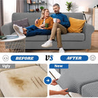 YEMYHOM Latest Checkered 3 Pieces Couch Covers for 2 Cushion Couch High Stretch Sofa Cover with 2 Extra Large Seat Cushion Covers Anti Slip Elastic Slipcovers (Light Gray), 71"-91"(2 Cushions)