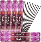 TRUMIRI Sage Incense Sticks & Holder Bundle: 120 Sticks (6 Packets of 20), 1 Holder