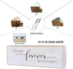 Surfapans You Will Forever Be My Always Sign Wall Decor 40”X15” Bedroom Above Bed Farmhouse Large Master Room Soild Wooden Framed Home Rustic Guest Room Minimalist Over Bed Hanging Art Wall (White)
