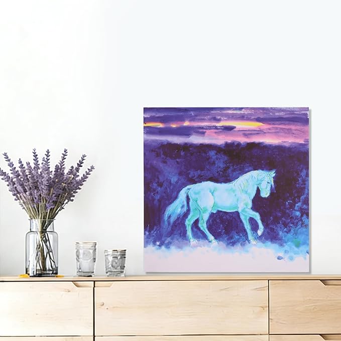 Charouse 3 Pieces Framed Wall Decor Painting Modern Nordic Bohemian Fantasy Artistic Wall Art for Living Room Bedroom Home Offices Horse Dawn Meadow Christmas Wall Decor 16 * 16 Inch