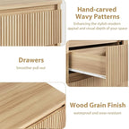 Oak 6 Drawer Dresser for Bedroom, Modern Fluted Dresser, Bedroom Dressers with Drawers, Large Double Wooden Chest of Drawers for Living Room, Hallway