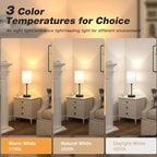 Small Bedside Lamps 3 Color Modes - Off White 3000K 4000K 5000K Bedroom Lamps with USB C and A Ports, Pull Chain Table Lamps with AC Outlet, Nightstand Lamps with Black Metal Base for Kids Reading