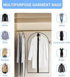 Garment Bags for Hanging Clothes 24'' x 48'' (Set of 12) Coat Covers for Closet Foldable Washable Dress Bags for Hanging Clothes for Long Dress Dance Costumes Suits Gowns Coats