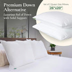 Fern and Willow Premium Bed Pillows - Set of 2, 26"x20" - Luxurious Ultra-Soft Cooling Pillow - Hotel Quality, Down Alternative Fill, Medium Firm Support for Side, Back & Stomach Sleepers