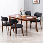 Yilaywain Mid-Century Modern Dining Chairs with Rubberwood Frame, Black Faux Leather Upholstered, 250 LBS Weight Capacity, Anti-Slip Protectors (Black)