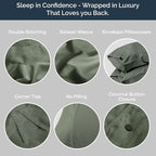 Olive + Crate Tencel Eucalyptus Cooling Duvet Cover Set - Hypoallergenic, Lyocell Tencel Duvet Cover - Soft, Temperature Regulating with Hidden Button Closure & Corner Ties - King Size [Moss]