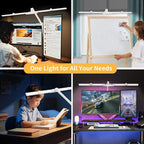 41" Led Desk Lamp with Clamp, Architect Desk Lamp,24W Ultra Bright Auto Dimming Computer Light，Eye-Caring Task Lamp for Home Office, Reading, Study, Dual Monitors, Workbench (White)