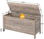 HOOBRO Toy Box, Retro Wooden Look Storage Chest with Safety Hinge, Entryway Storage Bench Supports 220 lb, 39.4 x 15.7 x 18.9 Inches Toy Chest Organizer, Easy Assembly (Greige) BG100CW01