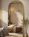 Antok Full Length Mirror, 71"x27" Floor Mirror, Arched Floor Standing Freestanding Arch Full Body Mirrors with Stand for Bedroom, Hanging Mounted for Living Room Cloakroom,Gold