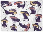 VUMIVI Funny Cat Mushroom Tapestry Retro 70s Hippie Style Cute Black Kitten Star Aesthetic Art Print Tapestry Wall Hanging for Living Room Bedroom Dorm Classroom Aesthetic Decor W40xL30in