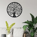 ESTART 11 Inches Tree of Life Wall Art Metal Tree Life Wall Decor Family Tree Wall Plaque Wall Hanging Sculptures for Balcony Porch Bedroom Living Room Kitchen Garden Office Indoor Outdoorr (Black)