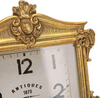 NIKKY HOME Vintage Gold Table Clock, Silent Non-Ticking Battery Operated Retro Desk Shelf Mantel Small Metal Clock for Living Room Decor