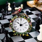 Mini Tabletop Clock, Decorative Vintage Floral Metal Table Clock with Battery Operated for Bedside, Table, Living Room, Home and Office