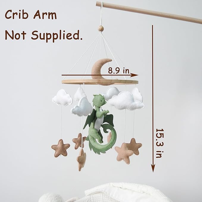 Dragon Mobile for Crib, Dragon Crib Mobile for Boys, Cloud Mobile for Crib, Neutral Baby Mobile for Crib Cloud Nursery Mobile