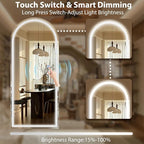 GLSLAND 34"x76" Arched LED Full Length Mirror with Lights Wall Mounted/Standing, Dimmable Floor Lighted Mirrors W/Anti-Fog, Touch Control for Bedroom, Dressing Room