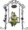 Bieye L12001 Frogs on a Swing Tiffany Style Stained Glass Accent Table Lamp for Home Décor