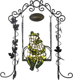 Bieye L12001 Frogs on a Swing Tiffany Style Stained Glass Accent Table Lamp for Home Décor
