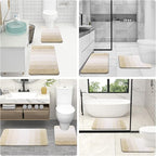 OLANLY Bathroom Rug Set 2 Piece, Soft Absorbent Microfiber Bath Mats and U-Shaped Contour Toilet Rug, Non-Slip, Machine Wash Dry, Plush Shaggy Bath Mats for Bathroom (30"x20"+24"x20", Light Beige)