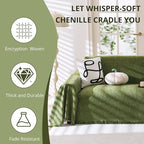 Couch Cover for Dogs, Non Slip Sofa Cover, Washable Couch Covers, 2 Cushion Sofa for Dogs Furniture Protector with Tassels Chenille Sofa Covers for Pets (Tassel Green, 71" x 118")