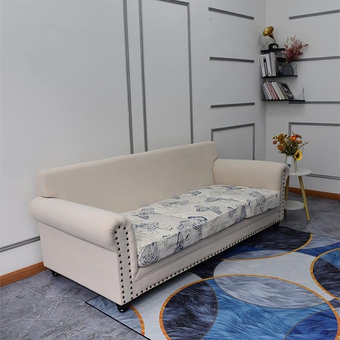 KRFOONN 4 Piece Stretch Sofa Couch Covers for 3 Cushion Couches Printed Sofa Slipcover with 3 Separate Seat Cushion Covers Washable Sofa Slip Covers Furniture Protector for Pets Kids (Large, 04)