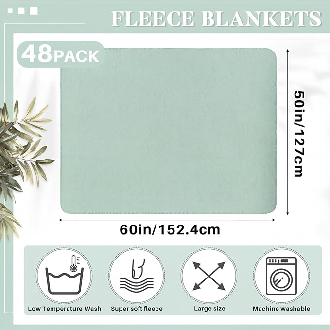 Newwiee 12 Pcs Fleece Throw Blankets Bulk 50'' x 60'' Oeko-tex Standard 100 Certified Spring Outdoor Wedding Guest Blankets Lightweight for Sleepover Donation Lap Pet Sofa Home (Mint Green)