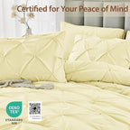 Sasttie Full Size Comforter Set, 7-Piece Bed in a Bag, Pintuck Bedding Set for All Season, Includes Comforter, Flat Sheet, Fitted Sheet, Pillowcases and Pillowshams, Cream Yellow