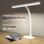 LED Desk Lamp for Home Office, 360° Flexible Gooseneck Desk Light with 3 Color Modes & 10 Brightness, Eye-Caring Adjustable Task Light for for Piano, Computer, Workbench, 10W, 1000LM (White)