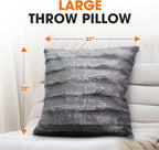 Cheer Collection Faux Fur Throw Pillows - Decorative Pillows for Couch, Bed Throw Pillows, Grey Accent Pillows for Bedroom or Living Room Aesthetic, Set of 2 Furry Throw Pillows, 22" x 22"