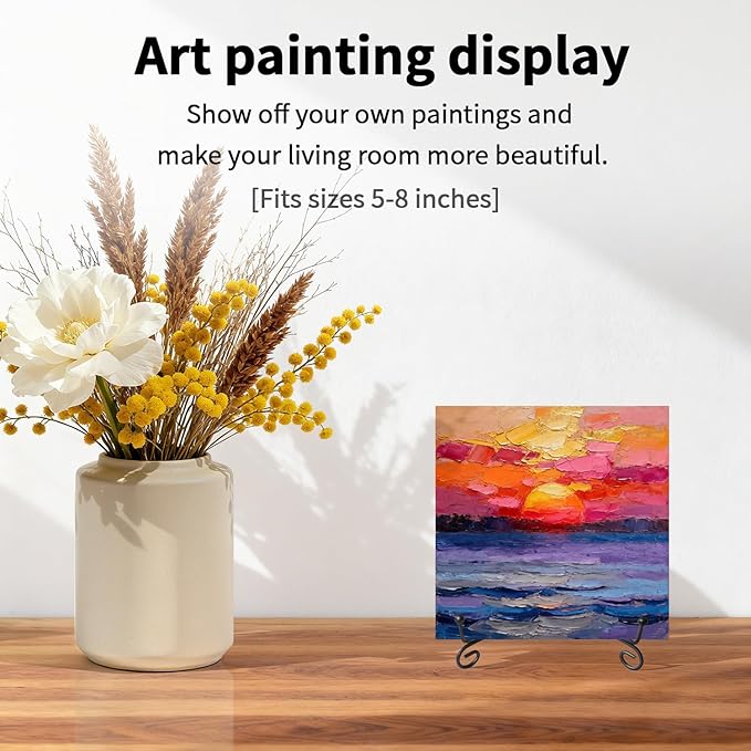 Iron Plate Stands for Display,Foldable Book Holder & Easel Stand for Sign, Versatile Poster Stand and Small Plate Stand for Home Decor, Art, Photo Frame, Card, Crystal Display (Black, 6 inch (4Pcs))