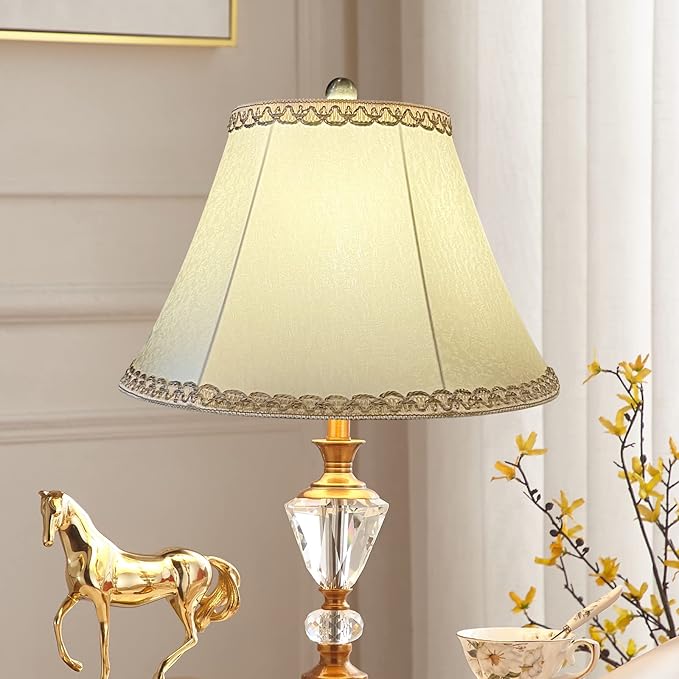 TOOTOO STAR Beige bell lamp shade, 8.75" top x 17.75" bottom x 11" straight height spider shade for Floor Light and Table Lamp, bohemian style decorative light yellow floral pattern