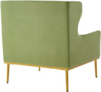 Merax Luxury Velvet Accent Chair, Modern Mid-Century Armchair for Living Room, Bedroom Reading Corner, Comfortable Tufted Single Seater Sofa Chair with Iron Legs (Green)