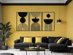 Vailla Boho Minimalist Wall Art, Set of 3 Wooden Wall Decoration, Mid-Century Modern Wall Decor, Large 3D Textured Sculptures, Bohemian Style - Ideal for Living Room, Bedroom, Bathroom