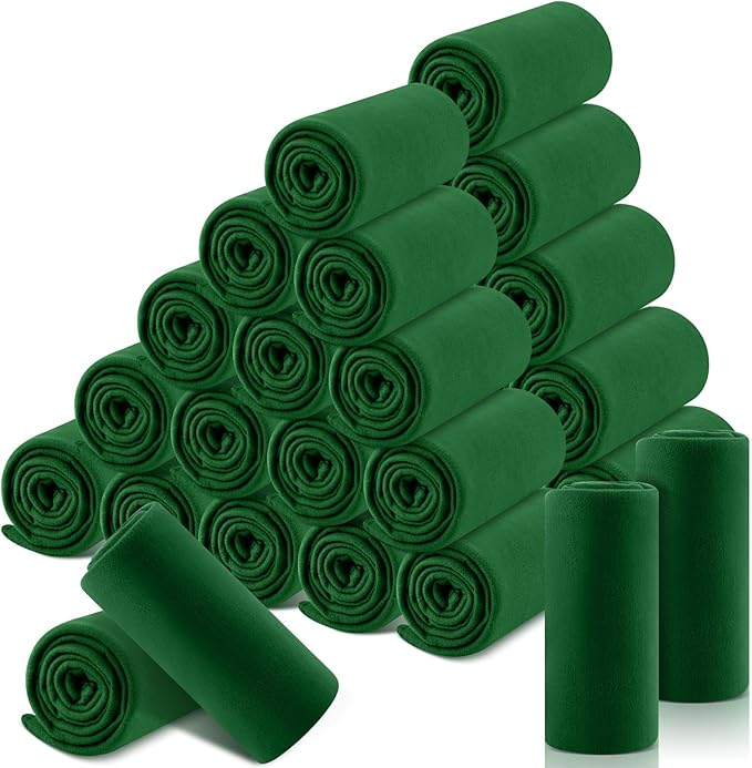 Newwiee 48 Pcs Fleece Throw Blankets Bulk 50'' x 60'' Oeko-tex Standard 100 Certified Spring Outdoor Wedding Guest Blankets Lightweight for Sleepover Donation Lap Pet Sofa Home (Green)