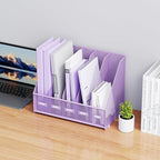 Marbrasse Desk File Organizer with 5 Vertical Compartments Mesh Magazine File Holder for Office, Home, School