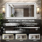 Large 88x38 LED Bathroom Mirrors - Black Aluminum Trim (Front and Backlit), Anti-Fog Vanity Mirror with Lights,Stepless Dimmable Lighted, 3 Colors Smart, Memory (Horizontal/Vertical)