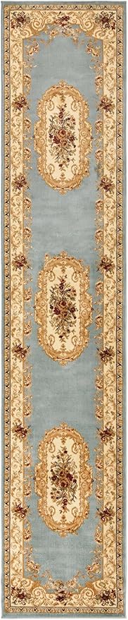 Rugs.com Chateau Collection Rug - 13 Ft Runner Light Blue Medium Pile Rug