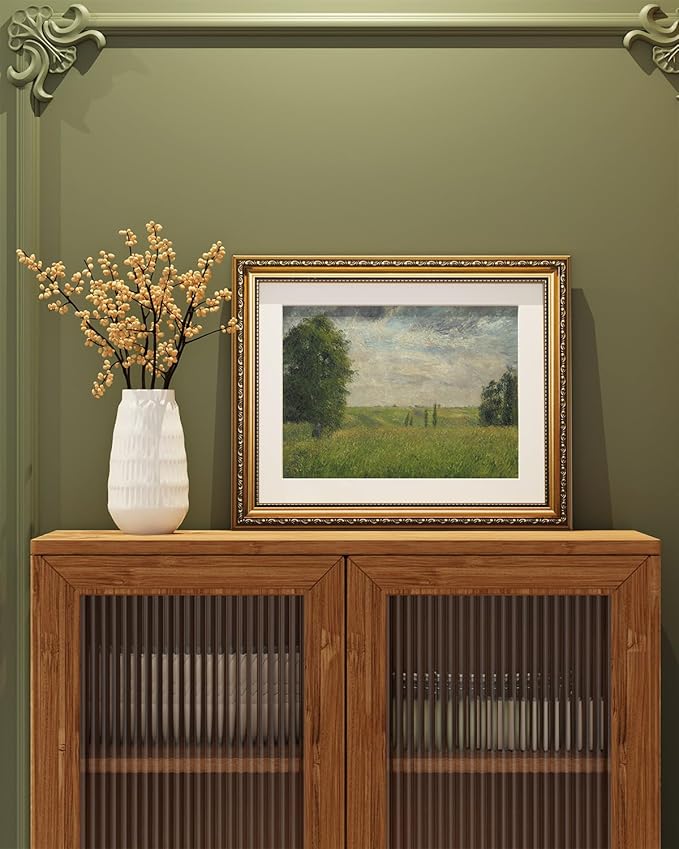 ARPEOTCY Vintage Gold Framed Wall Art Decor, 13x16 inch Wildflower Grassland Landscape Paintings, Vintage Room Decor, Classic Canvas Prints Antique Pictures Frame Victorian Wall Art for Living Room