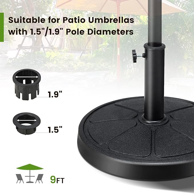 Tangkula Umbrella Base, 31 lbs Capacity Heavy-Duty Patio Outdoor Round Umbrella Stand for 9 ft Umbrella, Fit for 1.5-1.9 inches Table Market Offset Pool Umbrella, Weighted Umbrella Base