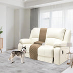 Reclining Sectional Couch Covers Velvet L Shape Recliner Sofa Middle Console Cover for Dogs Pets Washable Anti Slip 1 Additional Recliner Center Console Slipcovers (1 Console, Camel)