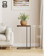 C Shaped End Table, 27 Inches High Small Side Table for Sofa and Bed, Couch Table Slides Under, Tall Tv Tray Table for Living Room, Bedroom, Metal Frame, Rustic Brown & Black