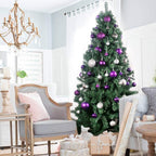 Purple & Silver 1.6" Small Christmas Balls Christmas Tree Decoration Ornaments Shatterproof Hanging Balls for Birthday Halloween Holiday Wedding Decorations Set of 24pcs