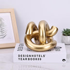 LCCCK Funky Abstract Gold Knot Knick Knacks - Gold Accent Decor for Coffee Table & Tv Stand, Modern Geometric Sculpture Scandinavian Minimalist Home Statue Decorative Objects Entryway Bookcase Book
