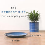 HASENSE Salad Dessert Plates, 8 Inch Ceramic Dinner Plate Set of 6, Small Round Serving Dishes for Appetizer, Fruit, Cake, Snack, Blue Reactive Glaze Kitchen Gift, Microwave Dishwasher Safe