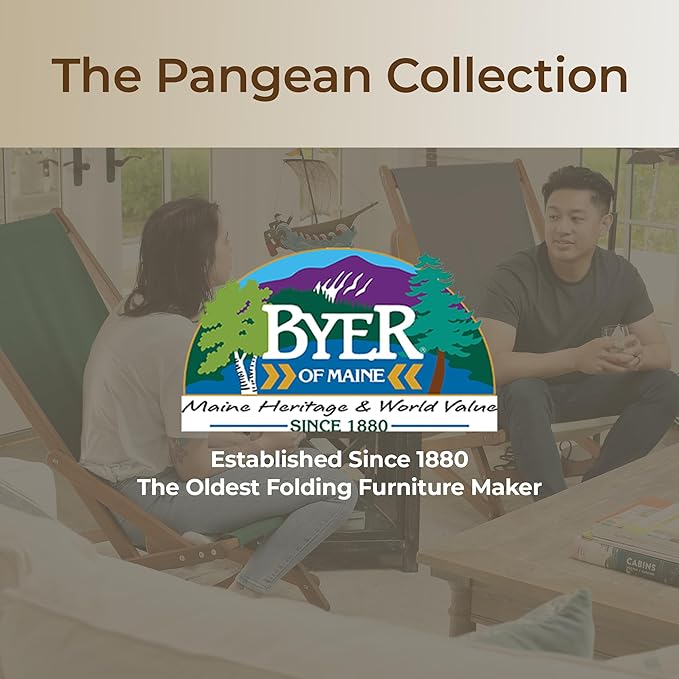 BYER OF MAINE Pangean Glider Chair – Folding Wood & Canvas Chair – Portable Outdoor Chair for Porch, Patio, or Beach in Granite