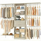 Armocity 8FT Closet System, 96 inches Closet Organizer System with Drawers, Closet Systems for Walk-in Closet, Built in, Greige Oak