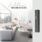 SURI Small Mezuzahs – 3.8 Inch Gray Aluminum Jewish Door Mezuza Cover with Printed Scroll Set, Contemporary Shin Design, Fits a 3 Inch Scroll, Self-Stick Adhesive, Gift Box Included