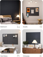 Fluxynara Felt Bulletin Board Tiles Large 36" x 24" Cork Board Alternative-6 Pack with 40 Adhesive Tabs, Slat Wall Panels for Office Decor, Push Pin Board Wall Organizer - Deep Charcoal Blue