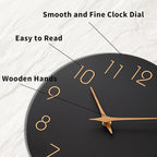 Mosewa 12 Inch Black Wall Clock Battery Operated Silent Non Ticking Modern Simple Minimalist Decorative for Kitchen Bedroom Home Office Bathroom Living Room