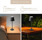 Versa LED Cordless USB-C Re-Chargeable Desk Lamp, 5200mAh Battery Operated with 3 Color Temperature 2700K-3000K-3500K and Fingertip Touch On/Off Plus Dimming with Two 5in Adj Height Stems in Black